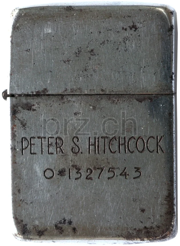 Self Engraved – Peter S. Hitchcock, Modell three barrel hinge, round bottom, Jahr 1943 - 45, Ansicht 1