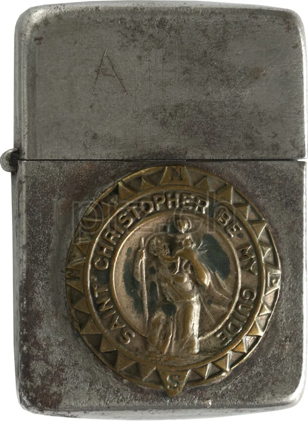 St. Christopher Medal, Modell three barrel hinge, round bottom, Jahr 1943 - 45, Ansicht 1