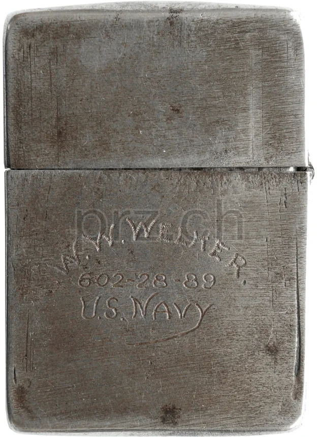 U.S. Naval Construction Force – W. W. Welker, Ansicht 2 U.S. Naval Construction Force – W. W. Welker, Modell four barrel hinge, flat bottom, Jahr 1942 - 43, Ansicht 2