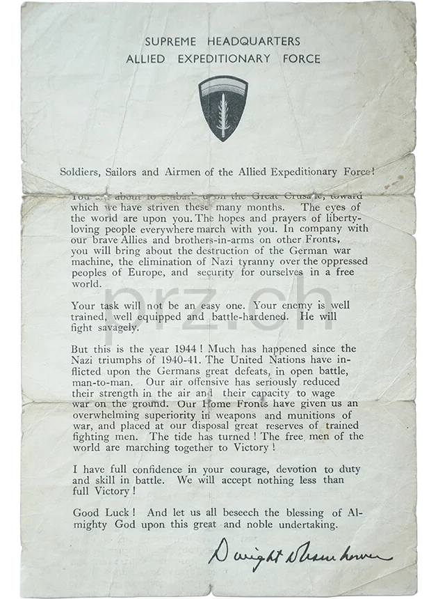 General Dwight D. Eisenhower's Order of the Day, Modell Armed Forces, Jahr 1944, Vorderseite