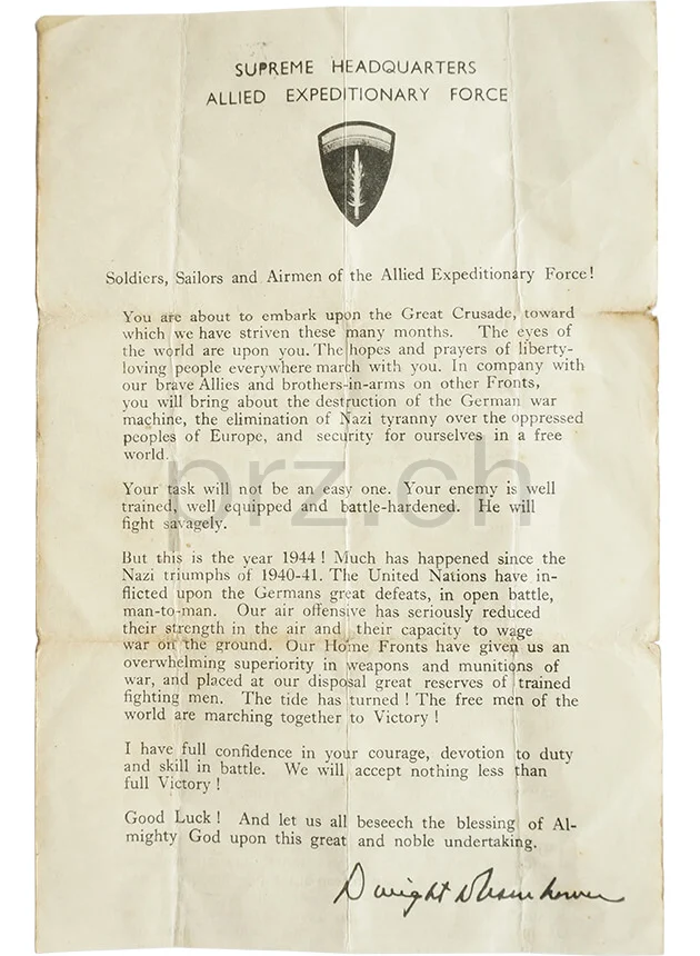 General Dwight D. Eisenhower's Order of the Day, Modell Armed Forces, Jahr 1944, Ansicht 1