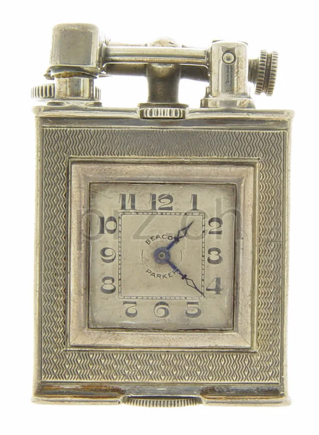 Parker Beacon – Great Britain Large, Modell Lift arm Alfred Dunhill, sterling silver, Jahr 1928, Ansicht 1