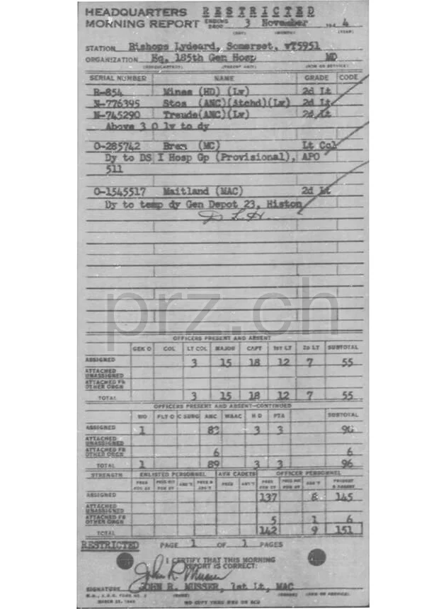 U.S. Army Medical Corps – Lt. Colonel Jacob Brem, Ansicht 3 U.S. Army Medical Corps – Lt. Colonel Jacob Brem, Modell four barrel hinge, flat bottom, Jahr 1942 - 43, Ansicht 3