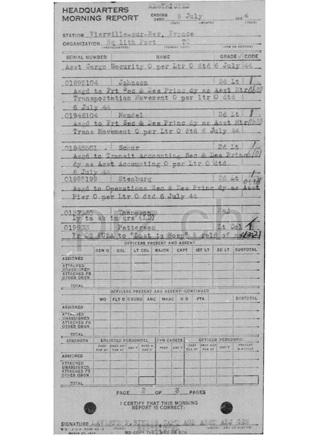 U.S. 11th Port, Transportation Corps – Bruce W. Stenberg, Modell three barrel hinge, round bottom, Jahr 1943 - 45, Ansicht 9
