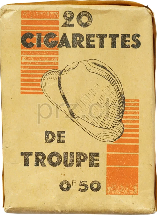 Cigarettes – Troupe Fabrication, Vorderseite Cigarettes – Troupe Fabrication, Modell Armée, Jahr 1943 - 45, Vorderseite
