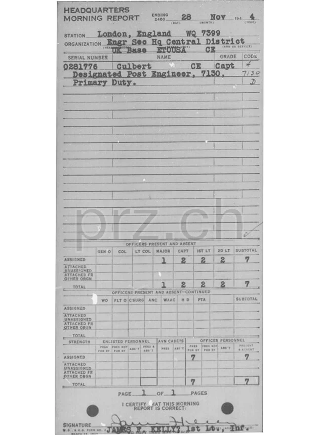 London – Captain O. L. Culbert, Ansicht 4 London – Captain O. L. Culbert, Modell four barrel hinge, flat bottom, Jahr 1942 - 43, Ansicht 4