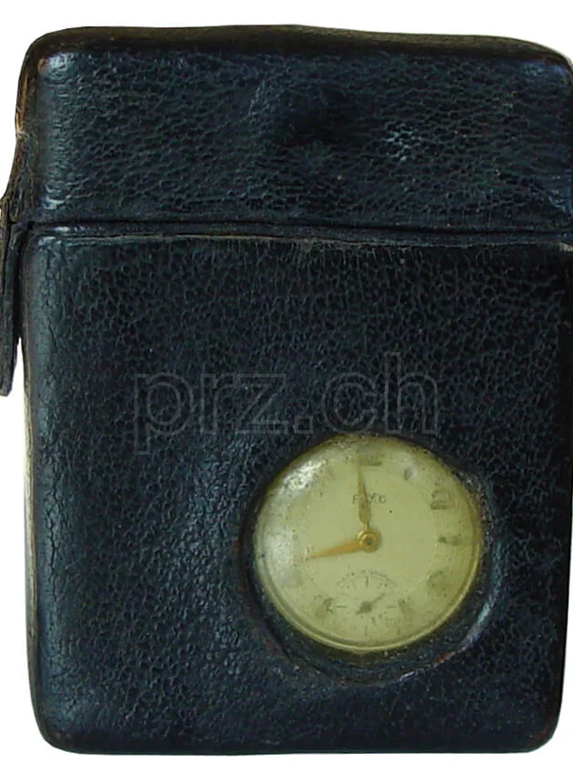 Eclydo – Germany, Modell Selfwinding semi automatic, black leather shell, Jahr 1950, Ansicht 1