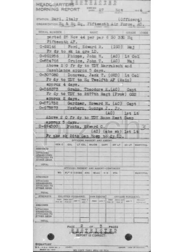 U.S. 15th Army Air Forces – Edward R. Ford, Modell three barrel hinge, round bottom, Jahr 1943 - 45, Ansicht 12