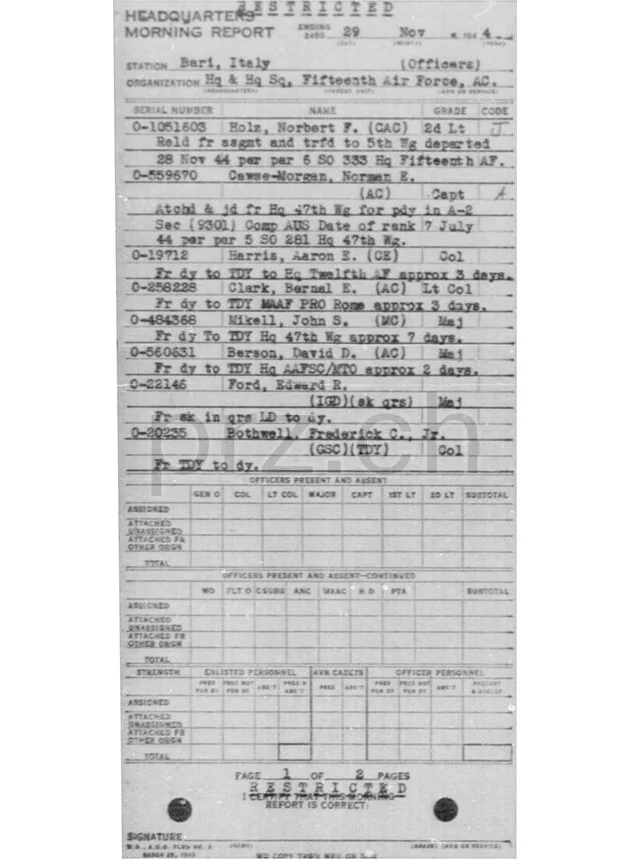 U.S. 15th Army Air Forces – Edward R. Ford, Modell three barrel hinge, round bottom, Jahr 1943 - 45, Ansicht 13