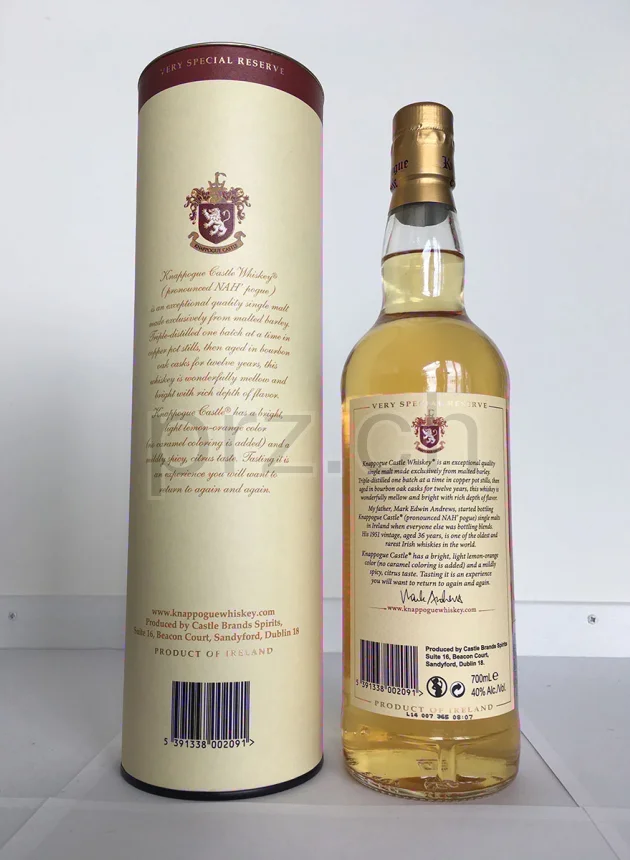 Bushmills, 12 Jahre, abgefüllt 2013, Ansicht 2