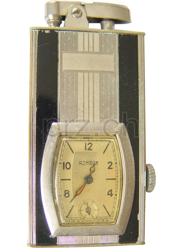 Ronson – USA Ovale Watch, Modell Semi automatic, silver plated lacquer, Jahr 1938, Vorderseite