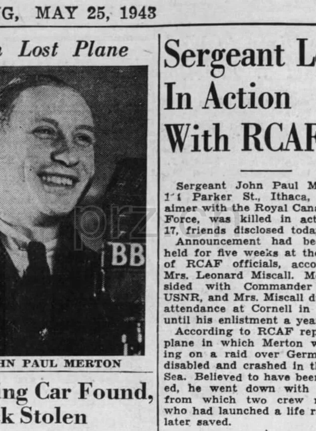 R.C.A.F. 166 Squadron – Sgt John Paul Merton, Ansicht 5 R.C.A.F. 166 Squadron – Sgt John Paul Merton, Modell four barrel hinge, flat bottom, Jahr 1942 - 43, Ansicht 5