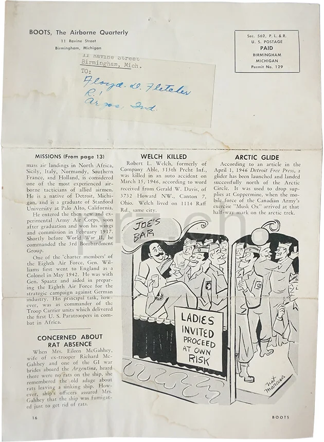 Vorderseite von D-Day Arm Flag – Sgt. Floyd D. Fletcher, 82nd Airborne Division, Modell Airborne «CL», Jahr 1943 - 44, Bild 10