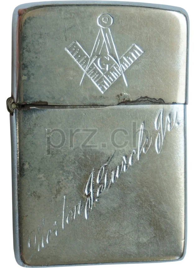 Zippo Korea, Modell five barrel hinge, canned bottom, Jahr 1951 - 53, Rückseite