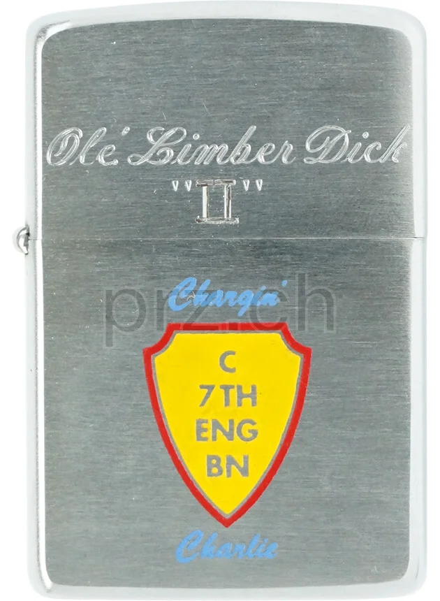 7th Engineer Battalion – «Chargin’ Charlie», Modell chrome plated brushed, five barrel hinge, Jahr 1969, Vorderseite
