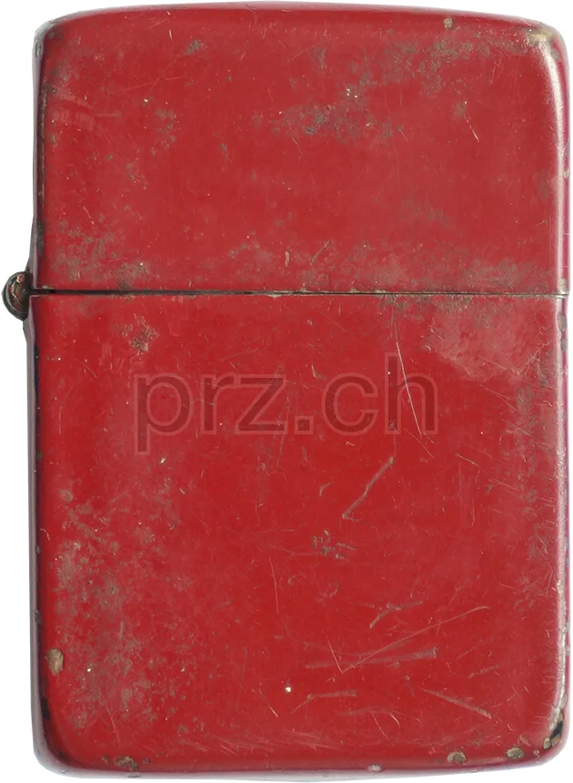 Red Finish, Vorderseite Red Finish, Modell three barrel hinge, round bottom, Jahr 1943 - 45, Vorderseite