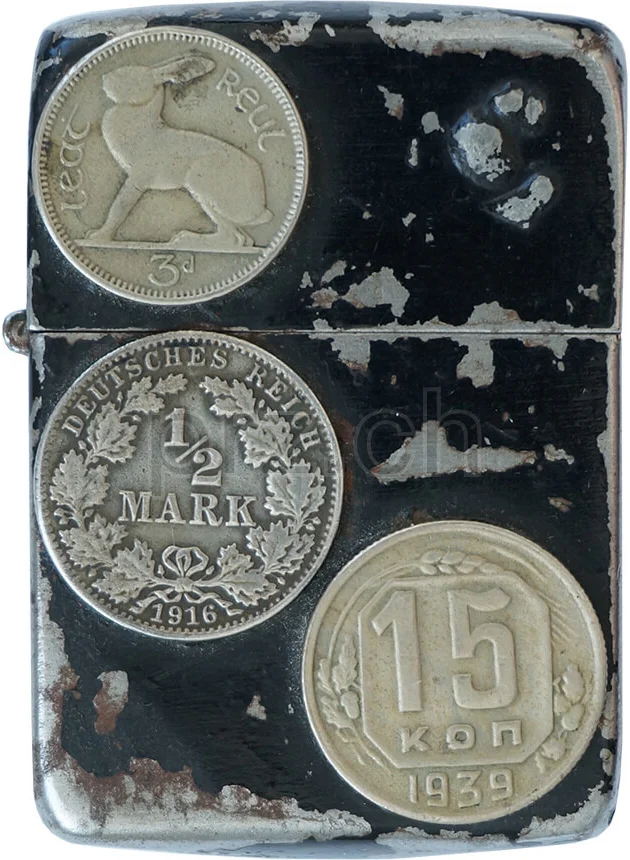 Six Coins – Six Countries, Modell three barrel hinge, round bottom, Jahr 1943 - 45, Vorderseite