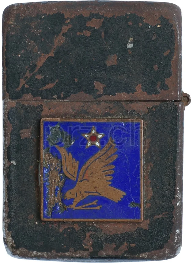 U.S. Army Air Force – Second Air Force, Vorderseite U.S. Army Air Force – Second Air Force, Modell three barrel hinge, round bottom, Jahr 1943 - 45, Vorderseite