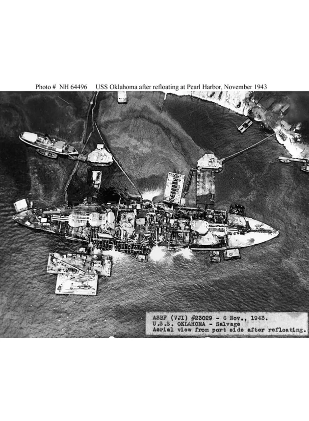 U.S. Navy «U.S.S. Oklahoma» – engraved by Zippo, Modell four barrel hinge, flat bottom, Jahr 1943, Ansicht 5