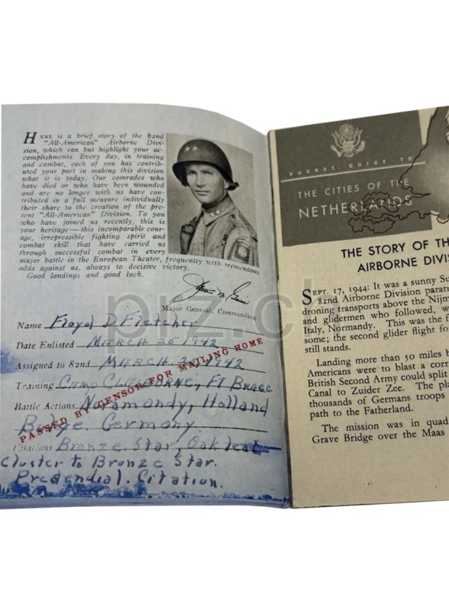 D-Day Arm Flag – Sgt. Floyd D. Fletcher, 82nd Airborne Division, Ansicht 13 D-Day Arm Flag – Sgt. Floyd D. Fletcher, 82nd Airborne Division, Modell Airborne «CL», Jahr 1943 - 44, Ansicht 13