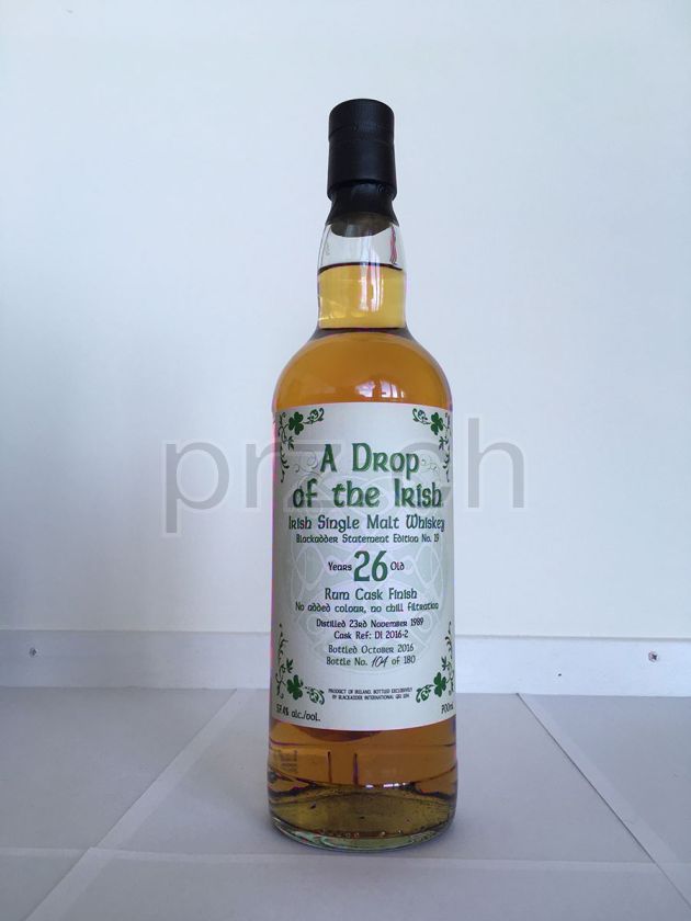 Flasche von A Drop of the Irisch 26 Jahre, abgefüllt 2016, Bild 2