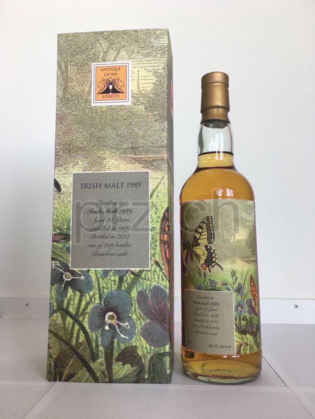 Flasche von Irish Single Malt Alos Butterflies Series 28 Jahre, abgefüllt 2017, Bild 1