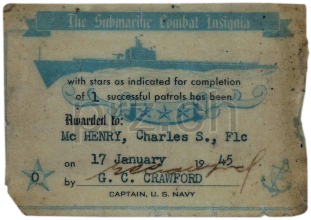 Vorderseite von U.S. Submarine – Charles Mc Henry, Modell three barrel hinge, round bottom, Jahr 1943 - 45, Bild 3