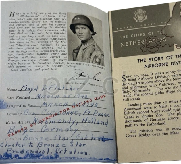 Vorderseite von D-Day Arm Flag – Sgt. Floyd D. Fletcher, 82nd Airborne Division, Modell Airborne «CL», Jahr 1943 - 44, Bild 13