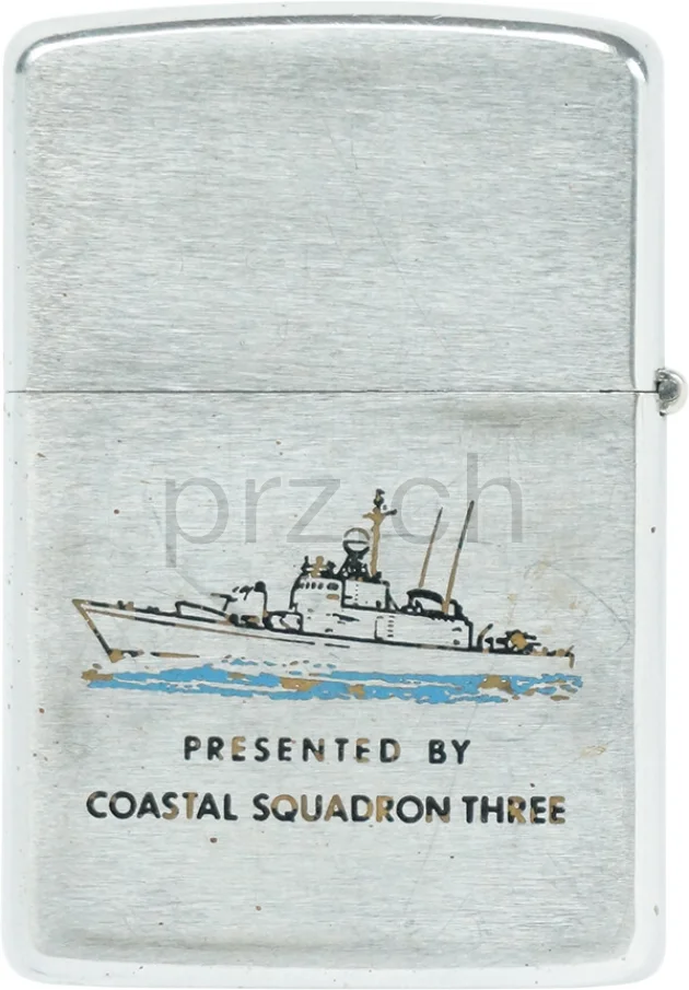 Vorderseite von U.S. Navy Coastal Squadron Three – Cam Ranh Bay, Modell chrome plated brushed, five barrel hinge, Jahr 1968, Bild 1