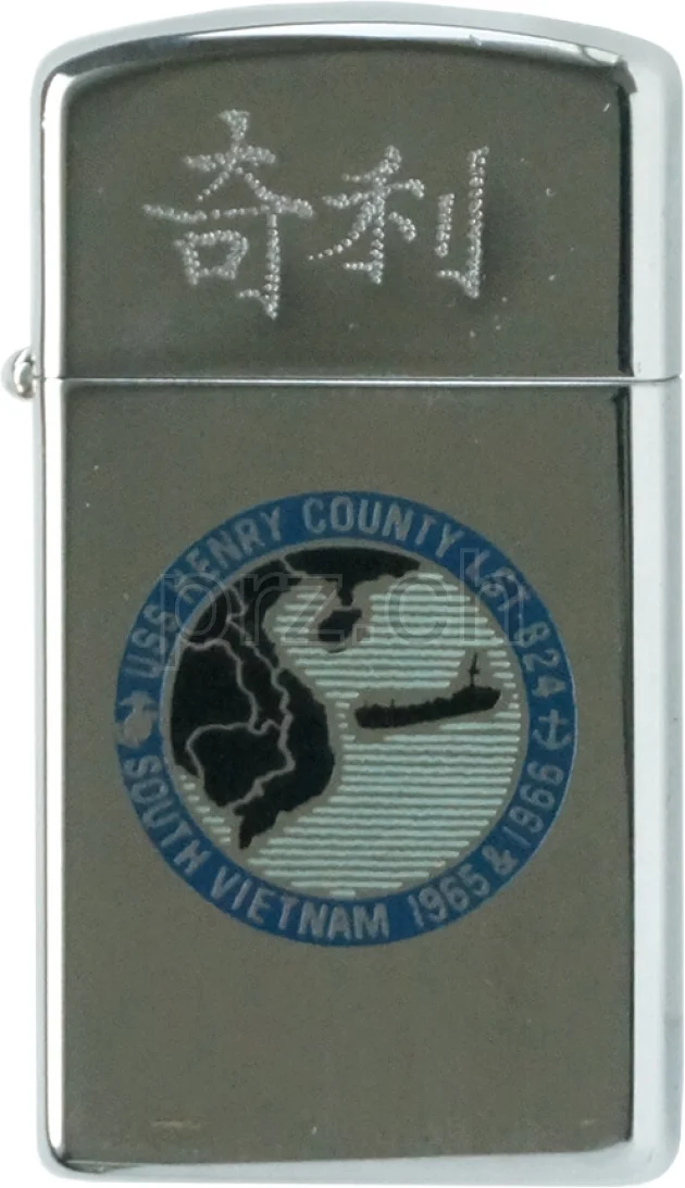 Vorderseite von U.S. Navy «U.S.S. Henry County» – «奇利», Modell slim chrome polished, five barrel hinge, Jahr 1965, Bild 1